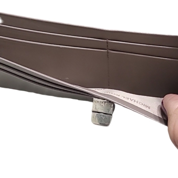 MICHAEL Michael Kors Gray Leather Wallet - 7.75" L, 4" H, 1" D - Picture 6 of 13